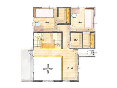 HAPPY HOUSE 志太店(山田工務店)の施工事例「【2階建て】「叶うと嬉しい」が詰め込まれた家」の2階間取り図の画像2
