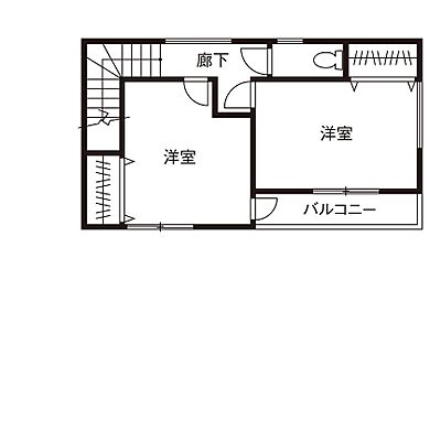 アーキテックス(GROOVY/KANAL HOME/SIMPLE is.../dramacy)の施工事例「将来は平屋として使える 1階完結型の家」の2階間取り図の画像2