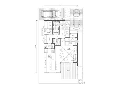 高橋開発株式会社の施工事例「シュッとした家 with ビッグキッチン」の1階間取り図の画像1