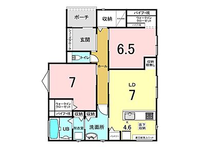 有限会社桃栗柿屋 ももくりの家の施工事例「家事も身支度もスムーズ。ゆとりある暮らしを叶えるシンプルな住まい」の1階間取り図の画像1