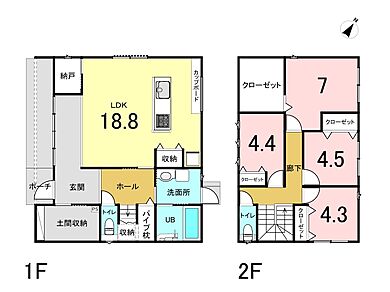 有限会社桃栗柿屋 ももくりの家の施工事例「シンプルイズベスト、白を基調とした北欧風の住まい」のその他間取り図の画像1