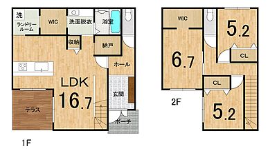 有限会社桃栗柿屋 ももくりの家の施工事例「最高等級の安心と快適。断熱等級6×耐震等級3を実現、デザイン性に富む長期優良住宅」の2階間取り図の画像1