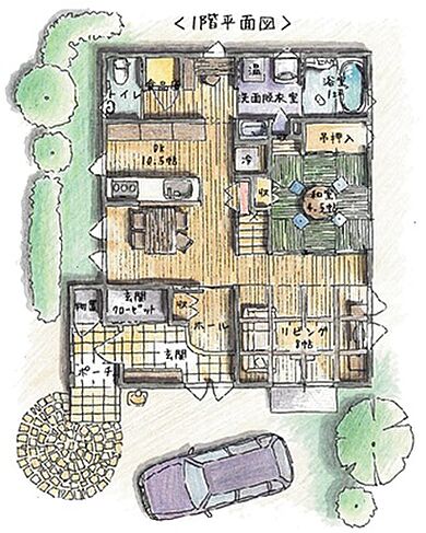 株式会社伊藤光建設の施工事例「『Dorf』_A様邸」の1階間取り図の画像1