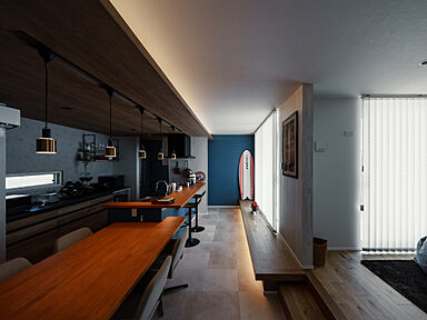 アーキホームライフ 北近畿の施工事例「夜景を一望できるリビングバルコニーが映えるビルトインガレージハウス」の画像4