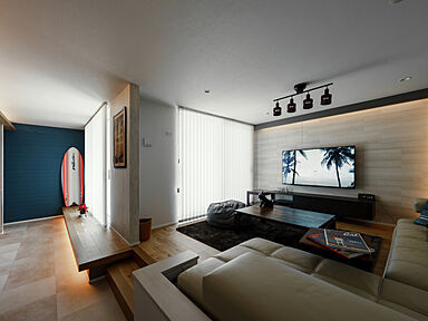 アーキホームライフ 奈良の施工事例「夜景を一望できるリビングバルコニーが映えるビルトインガレージハウス」の画像1