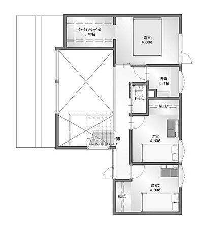 有限会社マイダ工務店の施工事例「新琴似モデルハウス」の2階間取り図の画像2