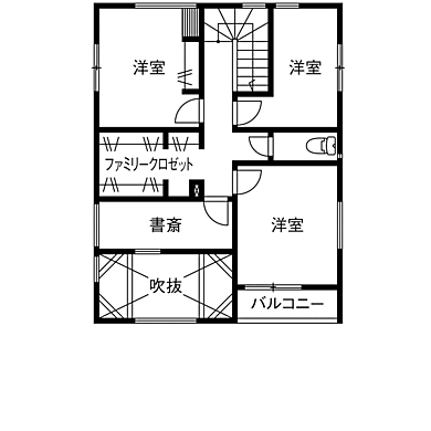 株式会社八幡 青梅店の施工事例「【2600万円台/吹抜】外から室内につながる緑と光。窓にこだわったのびやかな家」の2階間取り図の画像2