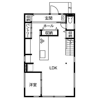 株式会社八幡 青梅店の施工事例「【東京ゼロエミ高水準/30坪台】適正価格で建てる全館空調で快適な住心地と動線の家」の1階間取り図の画像1