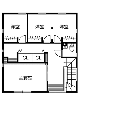 株式会社八幡 青梅店の施工事例「【高気密・高断熱/太陽光発電/回遊動線】快適動線と高性能を叶えた家族5人が集う家」の2階間取り図の画像2