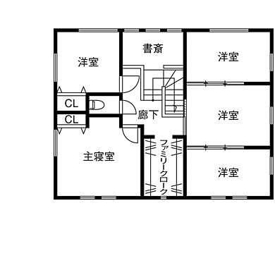 株式会社八幡 青梅店の施工事例「【東京ゼロエミ高水準/44坪】車2台分のビルトインガレージがあるおしゃれな家」の2階間取り図の画像2