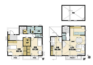 株式会社細田工務店の施工事例「好きなものだけに囲まれた2階リビングの住まい」のその他間取り図の画像1