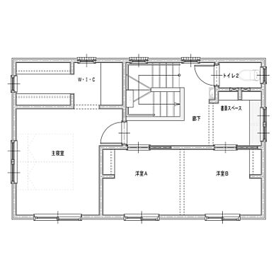 丸和建設株式会社の施工事例「【鹿児島市 2階建て】31.63坪 素朴でアンティーク風な南仏テイストの家」の2階間取り図の画像2