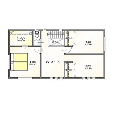 丸和建設株式会社の施工事例「【霧島市 2階建て】35.56坪 ウッドデッキとストリップ階段で解放感がある家」の2階間取り図の画像2