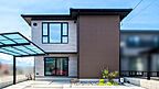カフェスタイルの外観 【アキュラホーム 小金井展示場】@東八道路そば 大開口・吹き抜けリビングのあるモデルハウスの事例画像