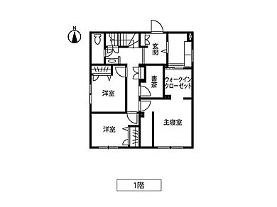 トヨタホームの施工事例「アウトドア好き夫妻がリラックスして過ごせる開放感のある2階リビング。」の1階間取り図の画像1