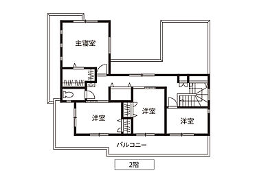 トヨタホームの施工事例「緑いっぱいの中庭が、開放感と日々の癒やしをもたらす住まい。」の2階間取り図の画像2