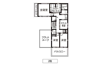 トヨタホームの施工事例「大切な家族と車を守る、中庭とインナーガレージのある住まい。」の2階間取り図の画像2