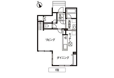 トヨタホームの施工事例「庭を囲むシンプルモダンなLDKで、家族時間を豊かに育む。」の1階間取り図の画像1