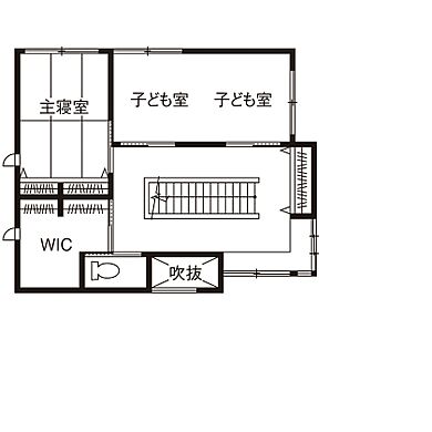積水ハウスの施工事例「必要な場所につくった収納が大活躍。無垢材など自然素材の心地よさを味わえる家」の2階間取り図の画像2