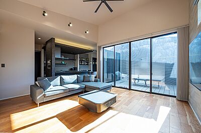 シンプルモダンスタイルのリビング ポラスグループの注文住宅ブランド 北辰工務店の事例画像