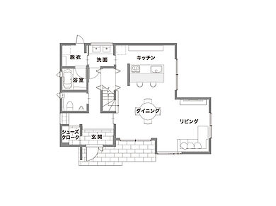 【サーラ住宅】外断熱工法で建てる注文住宅の施工事例「おうち時間が楽しくなる!バーカウンターが光る家」の1階間取り図の画像1