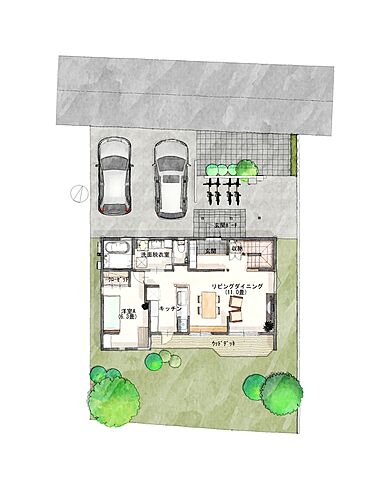 建築工房ピネストの施工事例「ゼロ・エネルギー住宅『陽だまりの家』」の1階間取り図の画像1