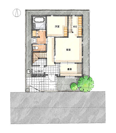 建築工房ピネストの施工事例「HEAT20・G2グレード住宅『木づかいの家』」の1階間取り図の画像1